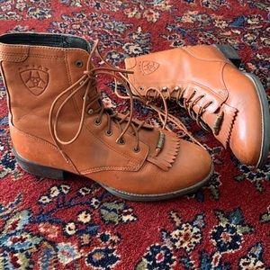 Ariat Leather Cognac Lace Ankle Boots 6.5